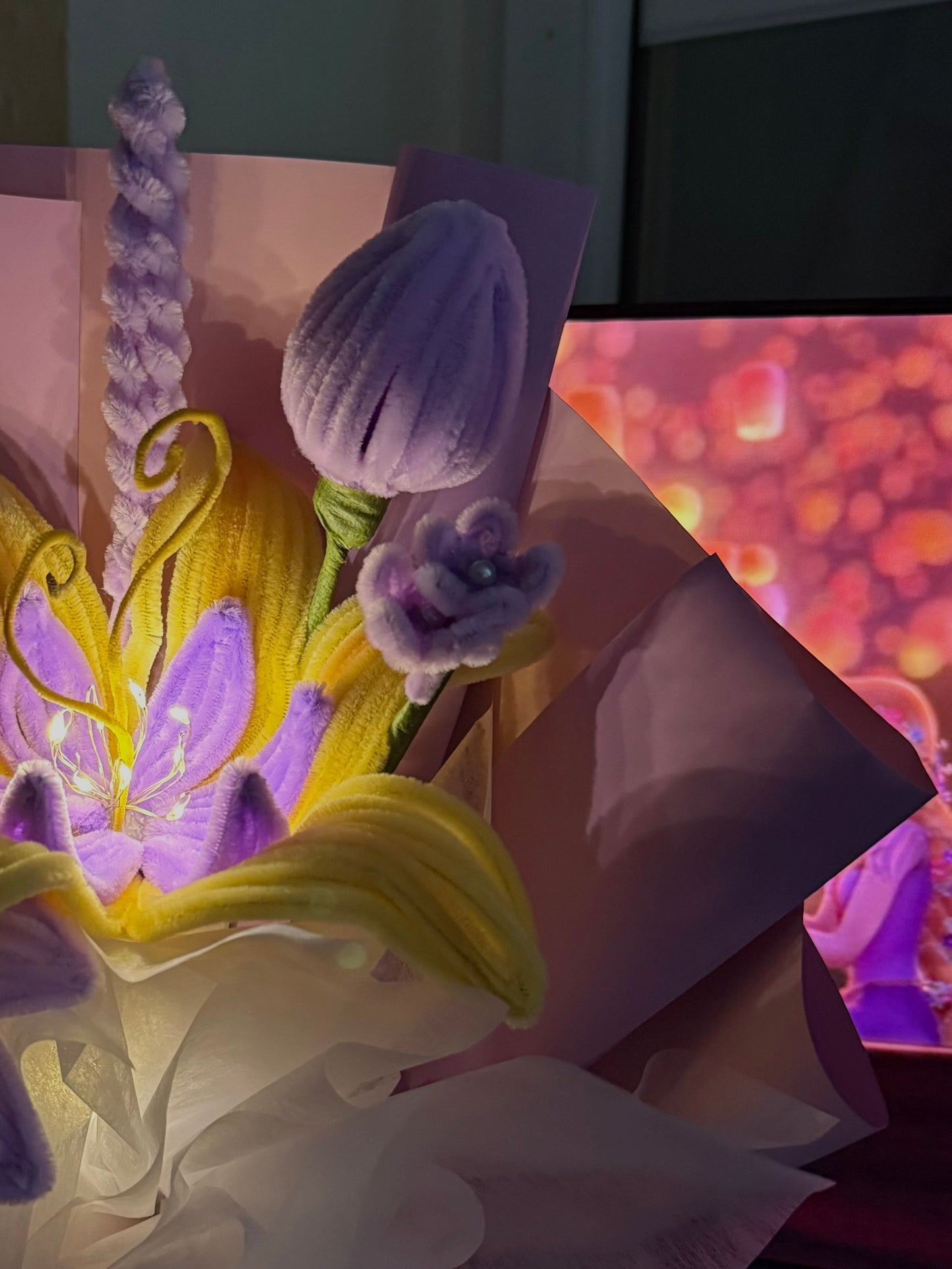 Bouquet lumineux « Raiponce »